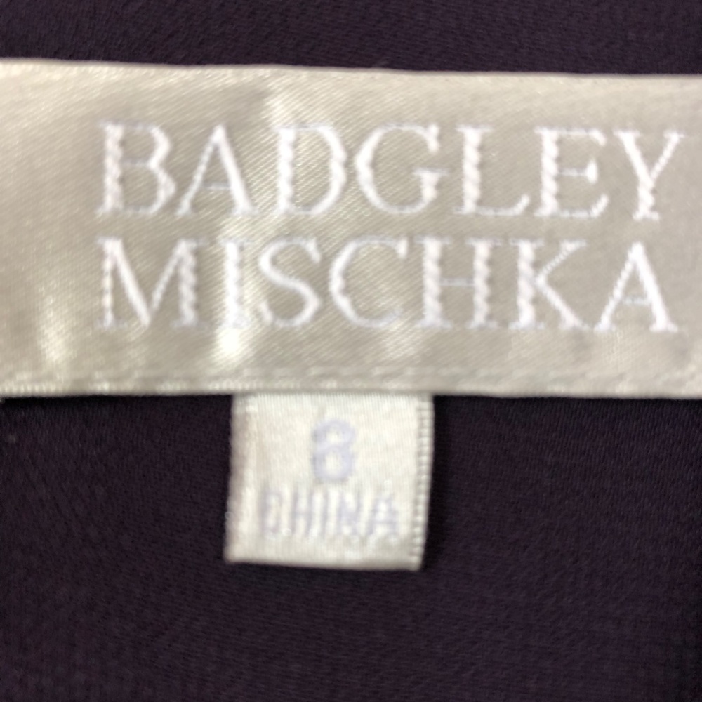 Badgley Mischka Silk Dress Size 8 Plum Color - Picture 3 of 13